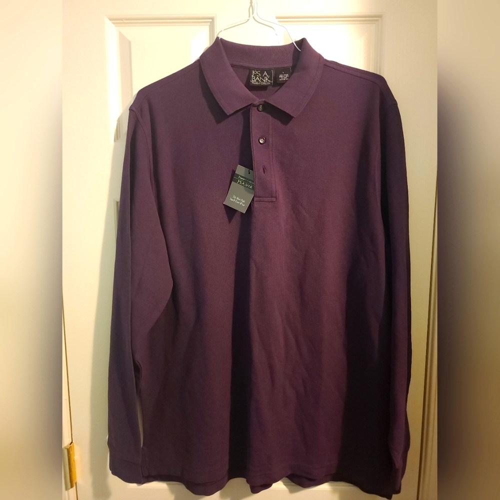 Large Jos. A Banks Long Sleeve Polo, Purple